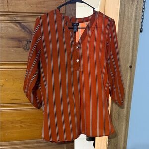 Rue21 Rust and White Striped Blouse